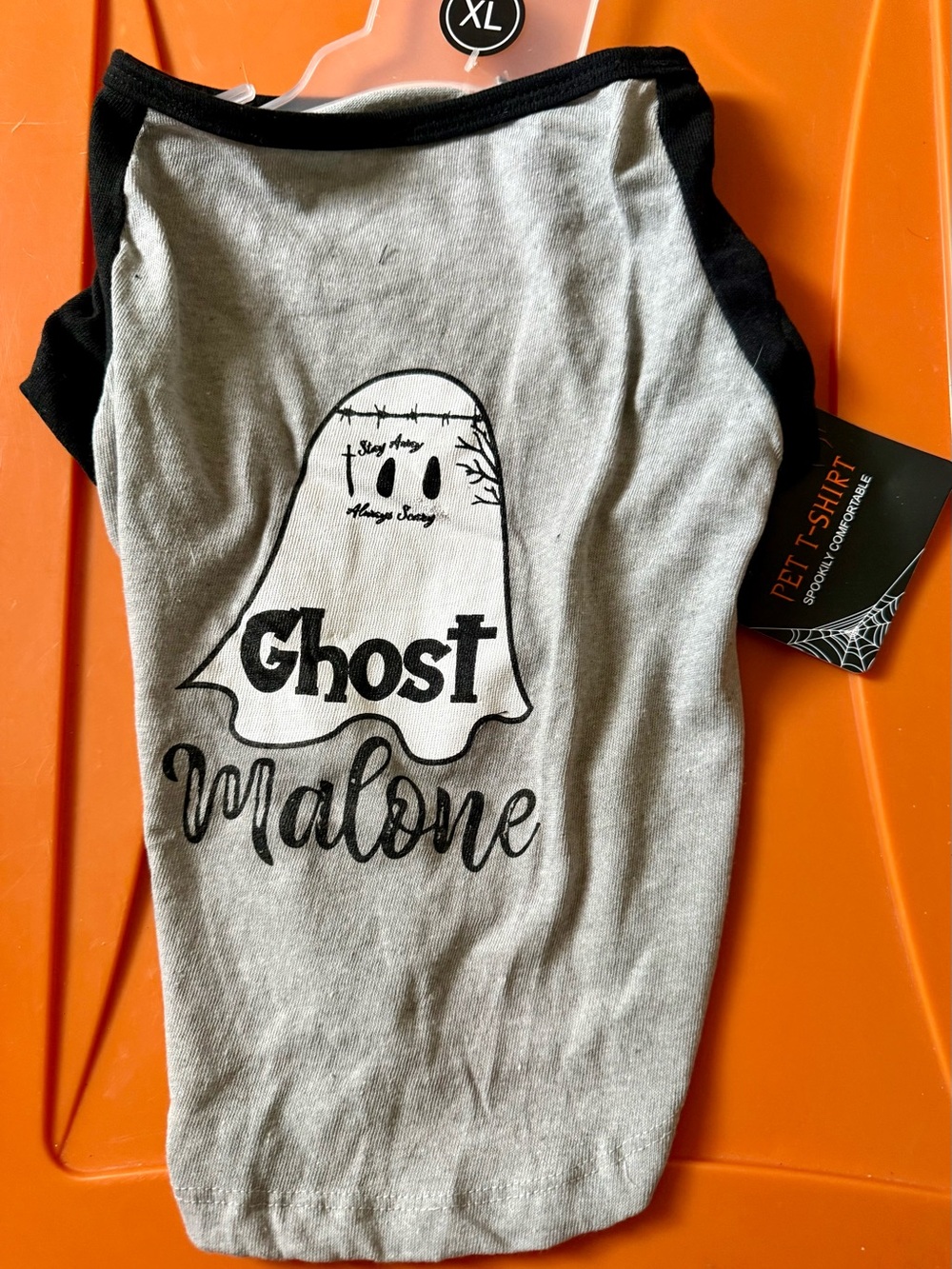 Ghost Malone Halloween Pet T-Shirt - Gray & Black XL